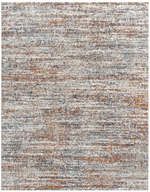 Ezra Ivory, Blue, Orange, and Rust Olefin Shag Area Rug 8x10