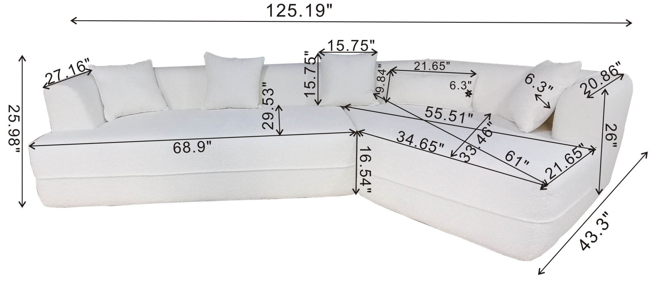 Modular Sectional Living Room Sofa Set, Modern Minimalist Style Couch, Upholstered Sleeper Sofa for Living Room, Bedroom, Salon, 2 PC Free Combination ,Anti-wrinkle,Boucle fabric,Light Brown