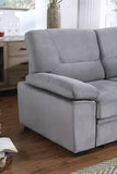 Kipling Gray Velvet Fabric Reversible Sleeper Sectional Sofa Chaise