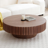 39.37'' Round MDF Coffee Table Mid Century Modern Coffee Table Unique Coffee Table for Living Room Furniture, Tea Table WALNUT