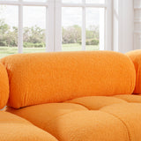 Modular Sectional Sofa, Button Tufted Designed and DIY Combination,L Shaped Couch with Reversible Ottoman, Orange Teddy Fabric