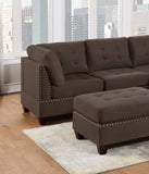 Black Coffee Linen Like Fabric 7pc Set Living Room Corner L-Sectional