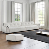 137.80"  Chenille Sofa,4 Seater Modern Sofa Couch with  Ottoman,Comfy Upholstered Sofa for Living Room