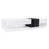 ON-TREND Sleek and Stylish TV Stand with Perfect Storage Solution, Two-tone Media Console for TVs Up to 80'', Functional TV Cabinet with Versatile Compartment for Living Room, White