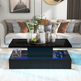 ON-TREND Coffee Table Cocktail Table Modern Industrial Design with LED lighting, 16 colors with a remote control (Black)