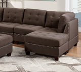 Black Coffee Linen Like Fabric  Modular Sectional 9pc Set