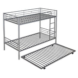 Twin-Over-Twin Metal Bunk Bed With Trundle,Can be Divided into two beds,No Box Spring needed ,White ( old sku: MF194806AAN )