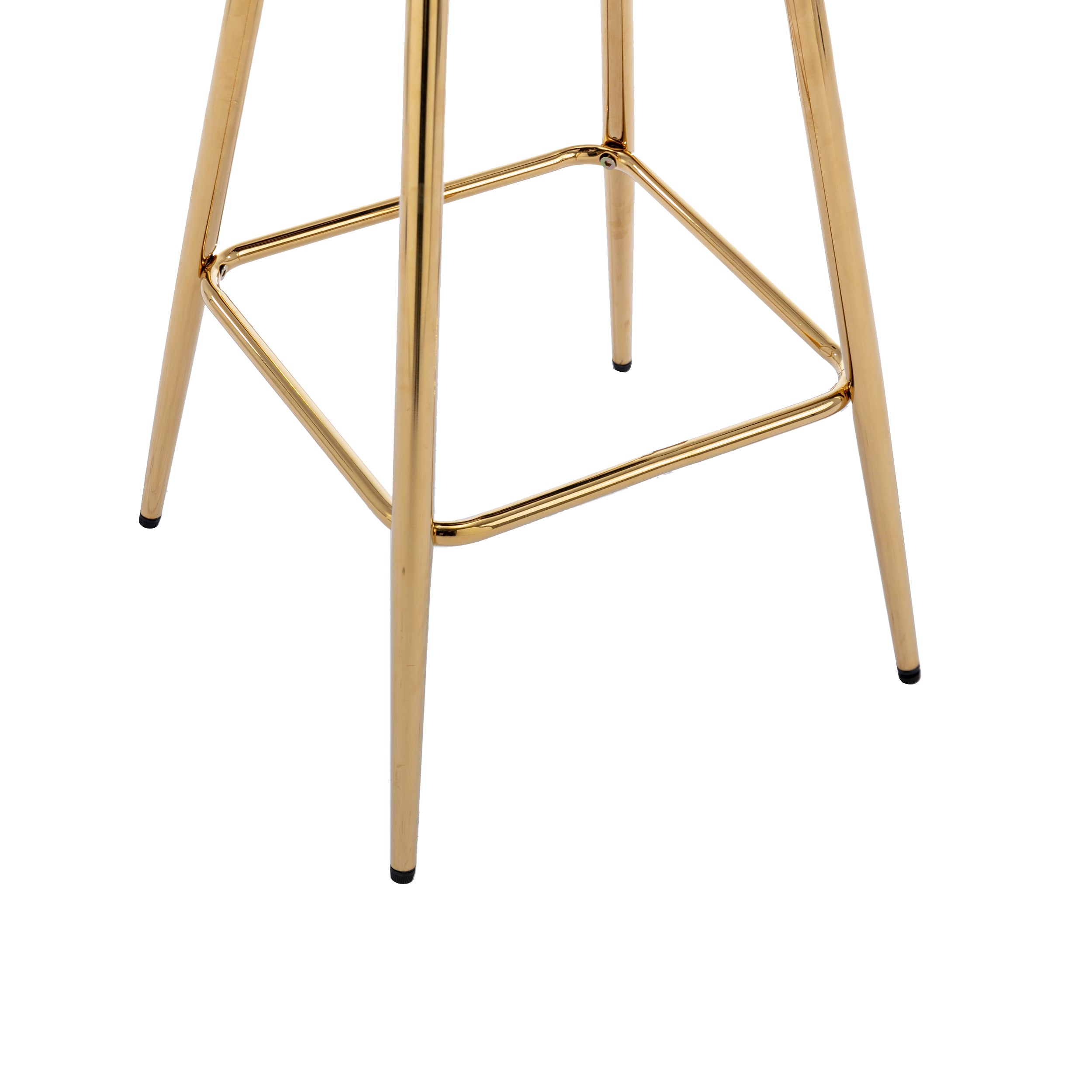 30 Inch Set of 2 Bar Stools,with Chrome Footrest and Base Velvet + Golden Leg Simple Bar Stool,CREAM