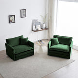 3 Piece Sofa Set with Arm Pillows and Toss Pillows , Sofa Set Include 2- Piece of Arm Chair and One 2-seat Sofa, Space Saving Casual Sofa Set for Living Room, Green Chenille