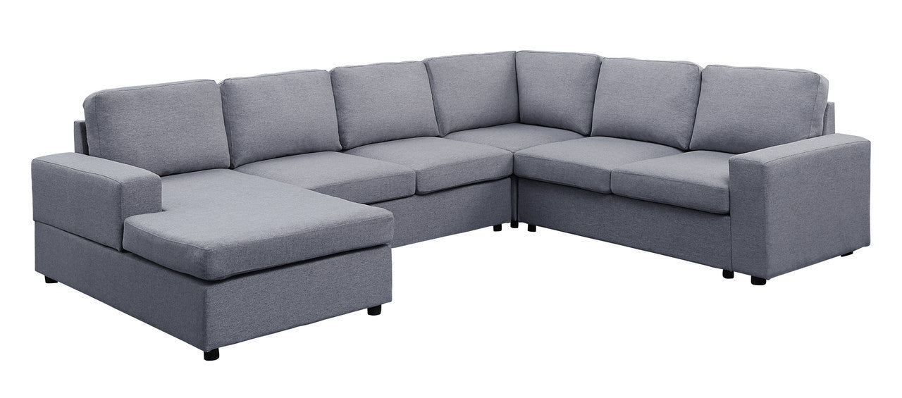 Dakota Light Gray Linen 6 Seat Reversible Modular Sectional Sofa Chaise