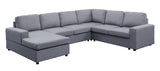 Warren 121" Light Gray Linen 6 Seat Reversible Modular Sectional Sofa Chaise