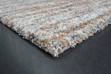 Ezra Ivory, Blue, Orange, and Rust Olefin Shag Area Rug 8x10