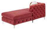 Burgundy Velvet Tufted Cushion Couch LAF And RAF Chaise Armless Loveseat