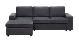 Aurelle 94.5" Sofa with Reversible Chaise in Dark Gray Linen