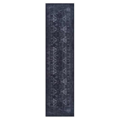 Naar Area Rugs, Washable Rug, Low-Pile, Non-Slip, Non-Shedding, Foldable, Kid & Pet Friendly - Area Rugs for living room, bedroom, kitchen, dining room rug - Perfect Gifts, (Black+ Gray, 2'6'' x 10')
