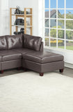 Genuine Leather Dark Coffee Tufted 6pc Sectional Set