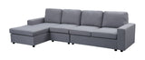 Bailey 120.5" Light Gray Linen Reversible Modular Sectional Sofa Chaise