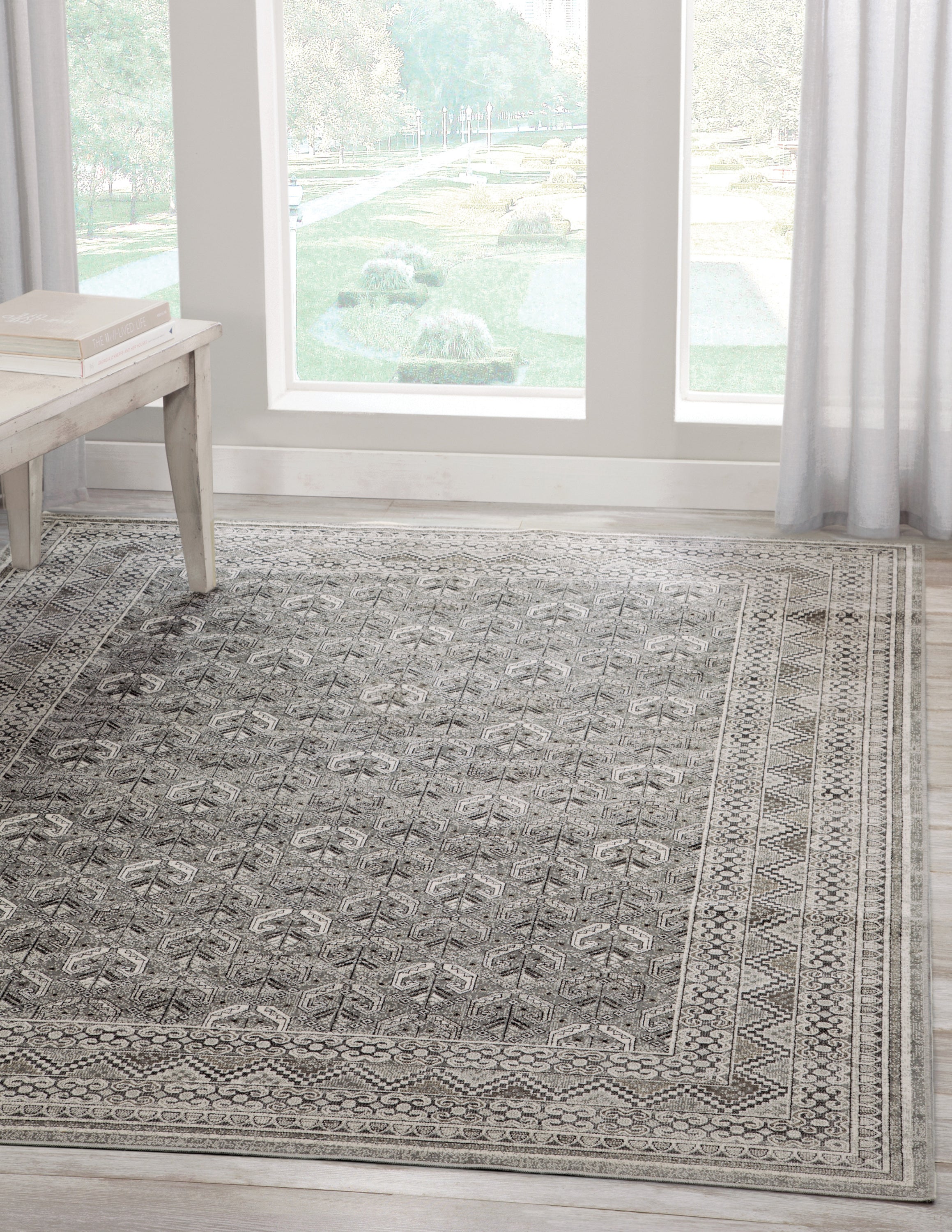 Galion Charcoal/Grey/Ivory Area Rug 5x8