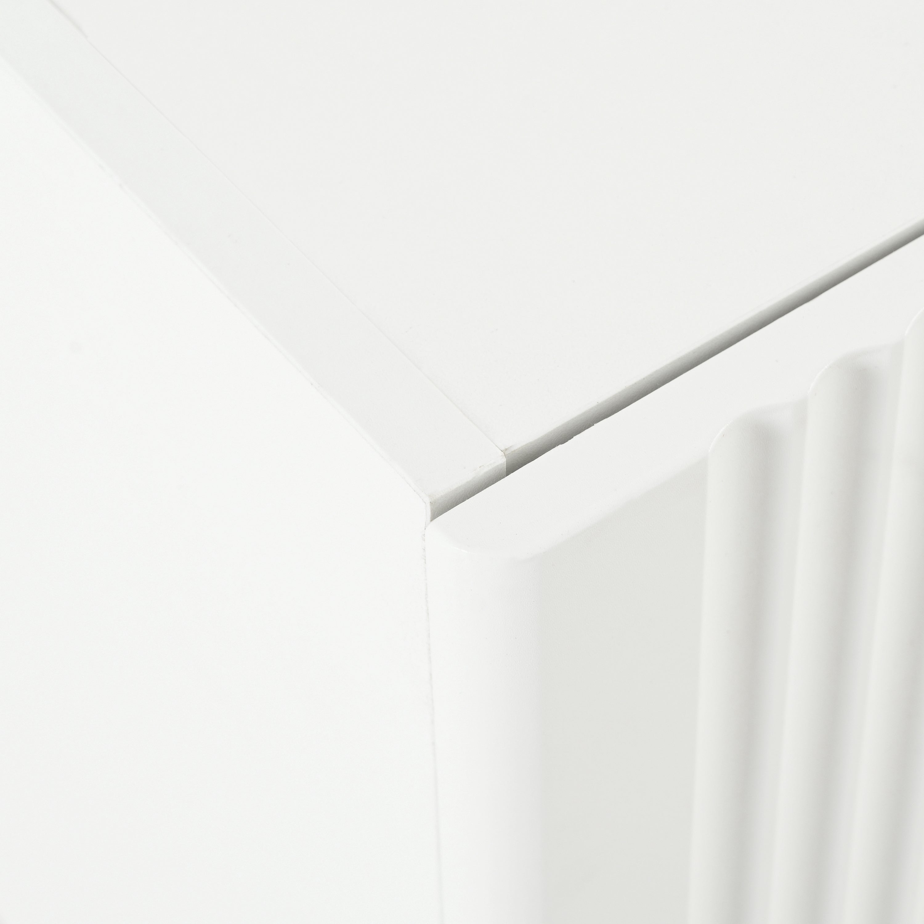 ON-TREND Luxury Fluted TV Stand for TVs Up to 80'', Modern Entertainment Center with Storage Cabinets & Drawers, Smooth Media Console with Golden Wood Grain Legs for Living Room, White