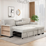 Light Gray Sectional with Storage Rack Pull-out Bed Drop Down Table  and USB Charger