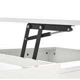 [VIDEO provided] ON-TREND Multi-functional Coffee Table with Lifted Tabletop, Contemporary Cocktail Table with Metal Frame Legs, High-gloss Surface Dining Table for Living Room, White