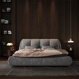 Queen Size Luxury Upholstered Platform Bed with Oversized Padded Backrest and Solid Wood Frame,suitable for Multiple heights of mattresses,Grey(Old Sku:W1885S00006)