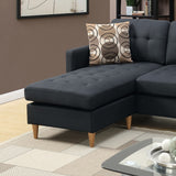 Black Polyfiber Sectional Reversible Chaise