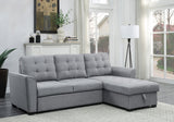 Avery 90.5" Light Gray Linen Sleeper Sectional Sofa with Reversible Storage Chaise