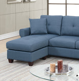 Glossy Blue Reversible Sectional Chaise