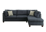 Laurissa Sectional Sofa & Ottoman (2 Pillows) in Dark Blue Linen