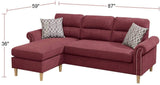 Paprika Red Color Polyfiber Reversible Sectional