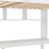 Twin Size Loft Bed with Convenient Desk, Shelves, and Ladder, White(Similar SKU:SM001302AAK)