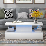 ON-TREND Coffee Table Cocktail Table Modern Industrial Design with LED lighting, 16 colors with a remote control, White (OLD SKU: WF280707AAK)