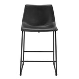 Industrial Faux Leather Counter Stools, Set of 2 - Black