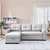 91" Light Grey Reversible Sleeper Sectional with Storage Chaise