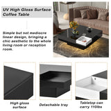 ON-TREND Modern Minimalist Design 31.5*31.5in Square Coffee Table with Detachable Tray and Plug-in 16-color LED Strip Lights Remote Control for Living Room (OLD SKU: WF291303AAB )