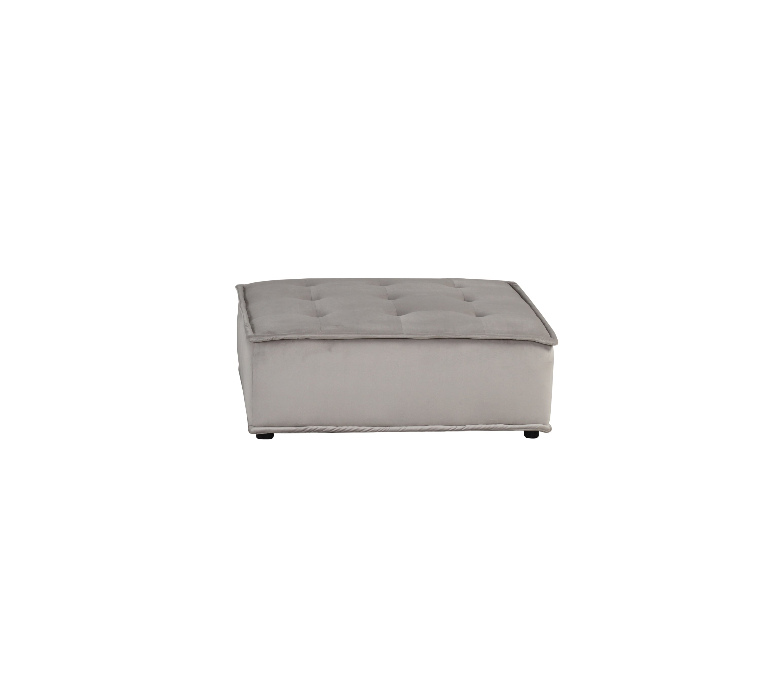 Anna Light Gray Velvet 3 Pc Sectional Sofa Ottoman
