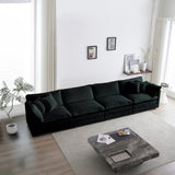 Comfort U Shaped Couch with Reversible Chaise, Modular Large U-Shape Sectional Sofa, Double Extra Ottomans,Black Chenille