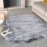 Black Faux Fur Area Rug 2x3