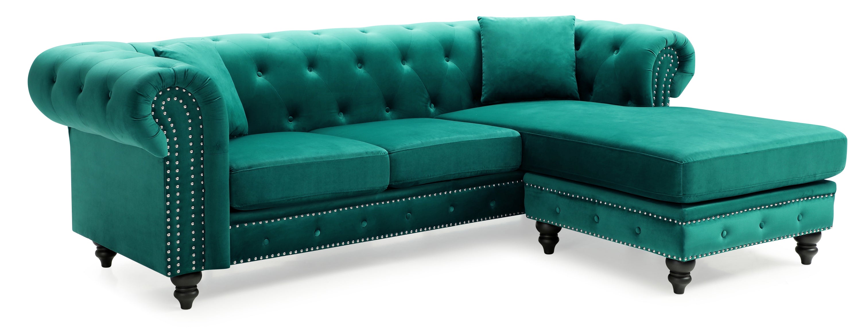 Glory Furniture Nola G0352B-SC Sofa Chaise ( 3 Boxes ) , GREEN