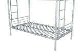 Metal Twin over Twin Bunk Bed with Trundle/Can Be Separated into 2 Twin Beds/ Heavy-duty Sturdy Metal/ Noise Reduced/ Safety Guardrail/ Trundle for Flexible Space/ Bunk Bed for Three/ CPC Certified