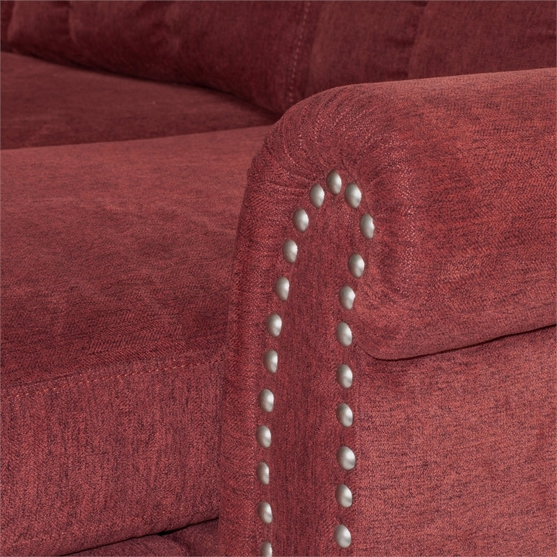 Paprika Red Color Polyfiber Reversible Sectional