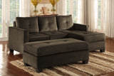 Coffee Microfiber 1pc Reversible Sofa