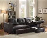 Lloyd Sectional Sofa w/Sleeper in Black PU