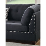 Polyfiber Reversible Sectional Sofa with Ottoamn in Black