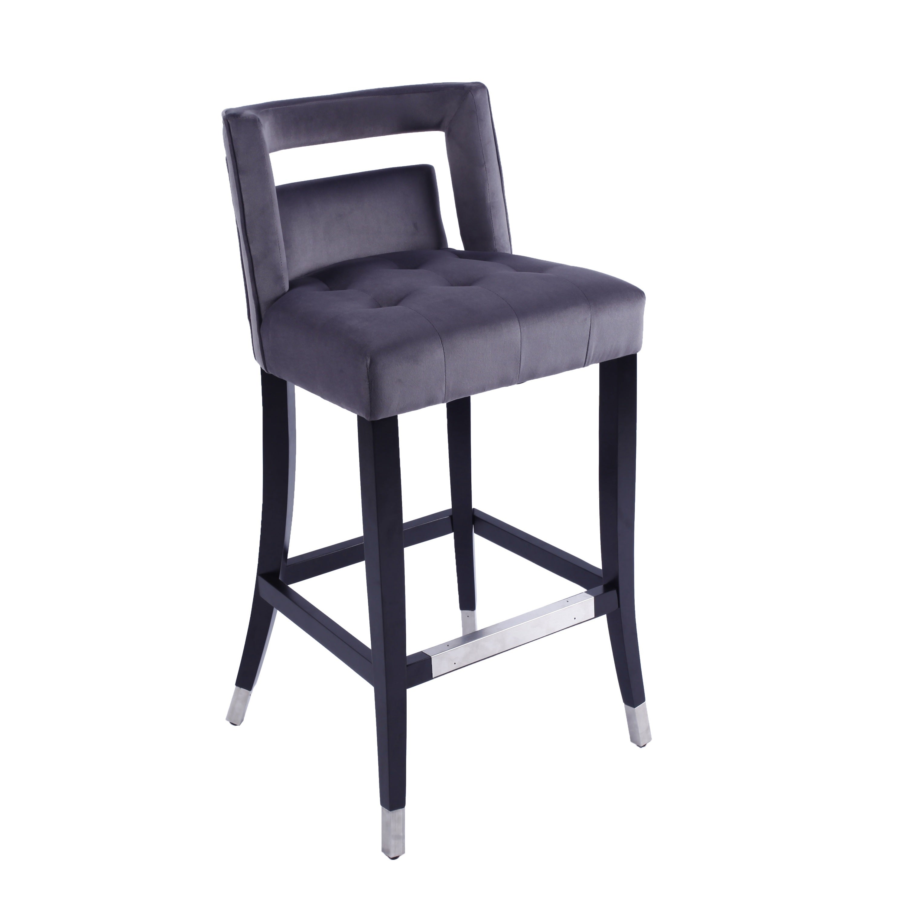 2 pcs Set 30 inch Velvet Barstool with nailheads