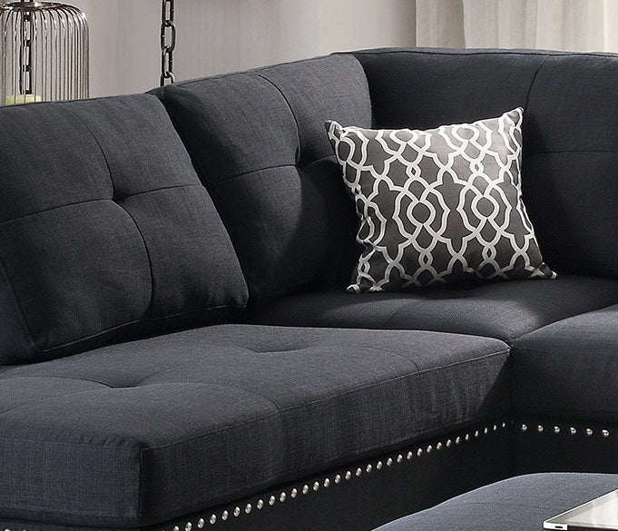 3-pcs Reversible Sectional in Black Polyfiber