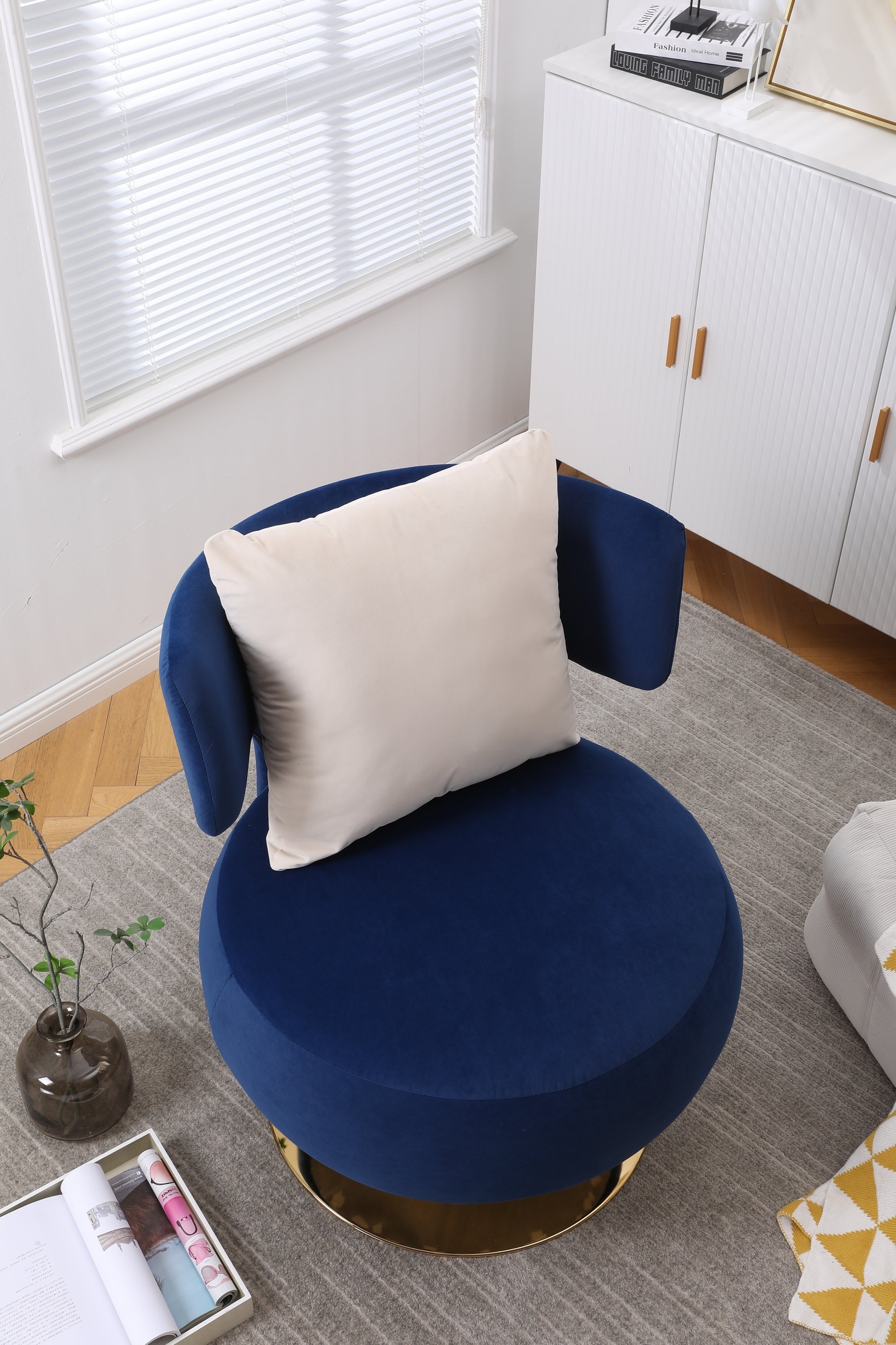 Swivel Accent Chair Armchair, Round Barrel Chair in Fabric for Living Room Bedroom