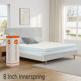 TWIN SIZE- 8" Medium Cool Gel Memory Foam Innerspring Hybrid Mattress