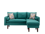 Mia Green Sectional Sofa Chaise with USB Charger & Pillows